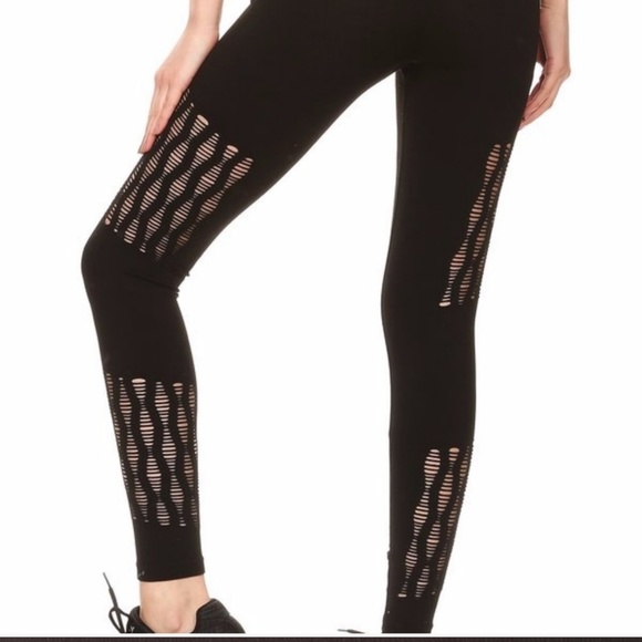 Black High Waisted Yoga Pants - Picture 3 of 5